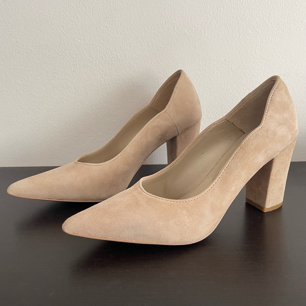 Made in Portugal Suede Pointed Toe Nude Heels